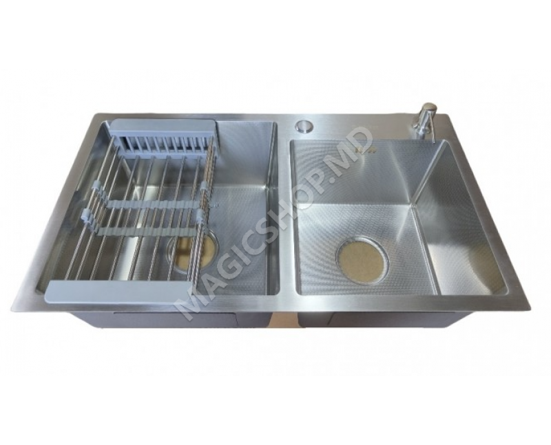 Мойка Backer Duo 750-41047 из нержавеющей стали + корзина, дозатор для мыла, сифон